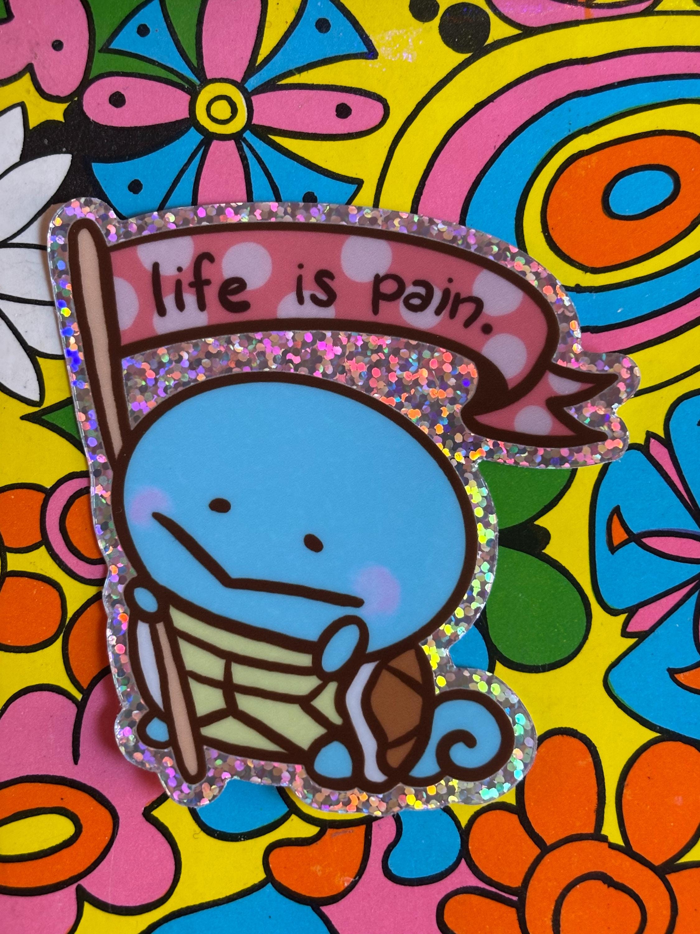 *:･ﾟ✧*:･ﾟSquirtle Sticker *:･ﾟ✧*:･ﾟHolographic Glitter Vinyl Sticker Depressed Squirtle Funny Sticker