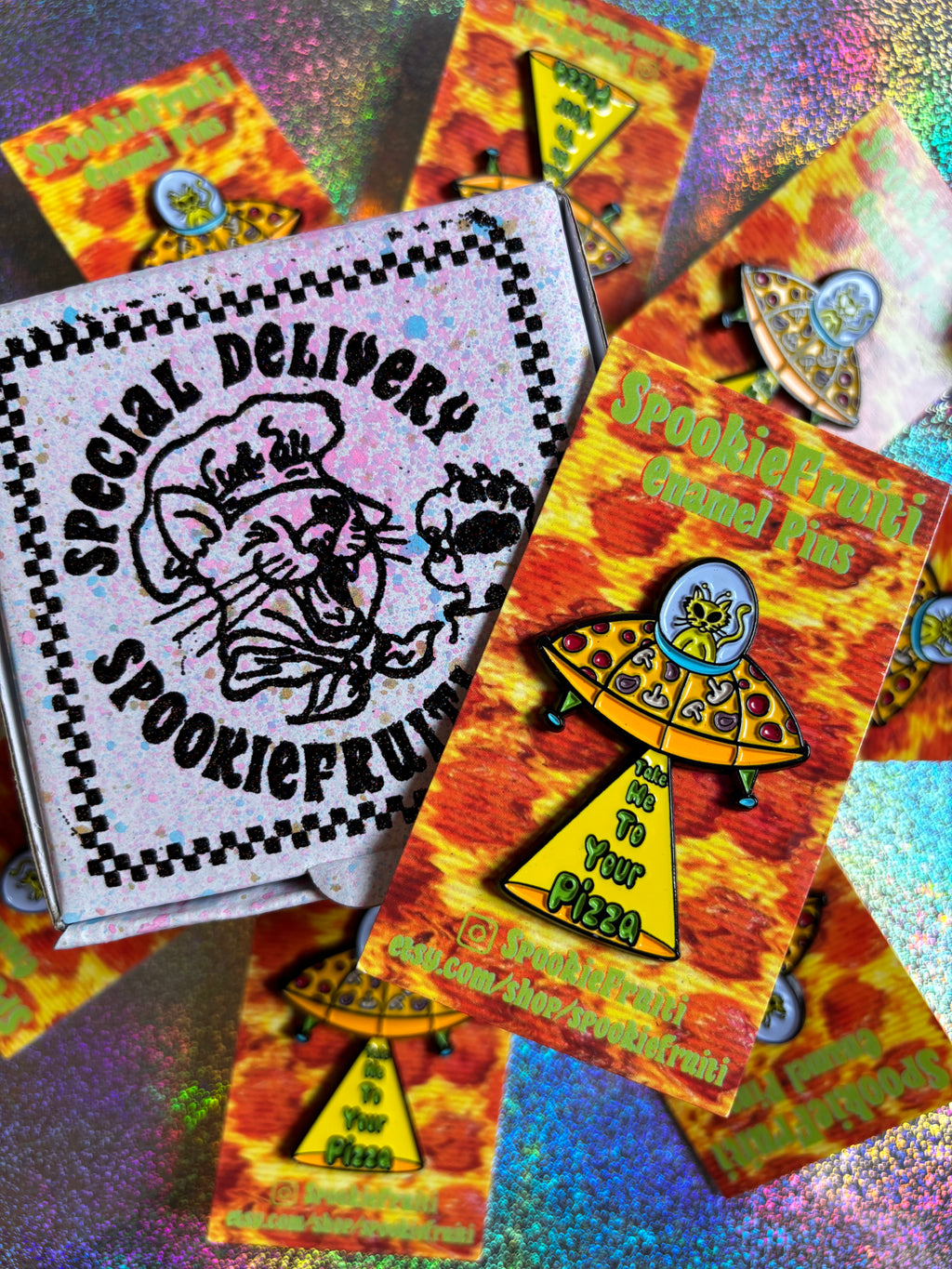 *:･ﾟ✧*:･ﾟPizza Cat Enamel Pin *:･ﾟ✧*:･ﾟAlien Cat Pizza Enamel Pin Cute Funny Enamel Pin