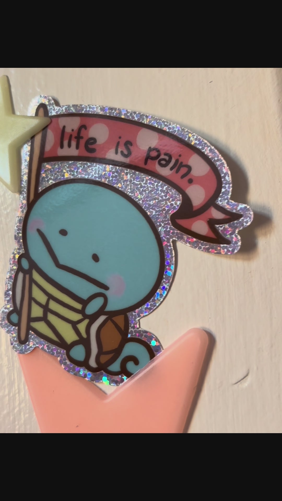 *:･ﾟ✧*:･ﾟSquirtle Sticker *:･ﾟ✧*:･ﾟHolographic Glitter Vinyl Sticker Depressed Squirtle Funny Sticker
