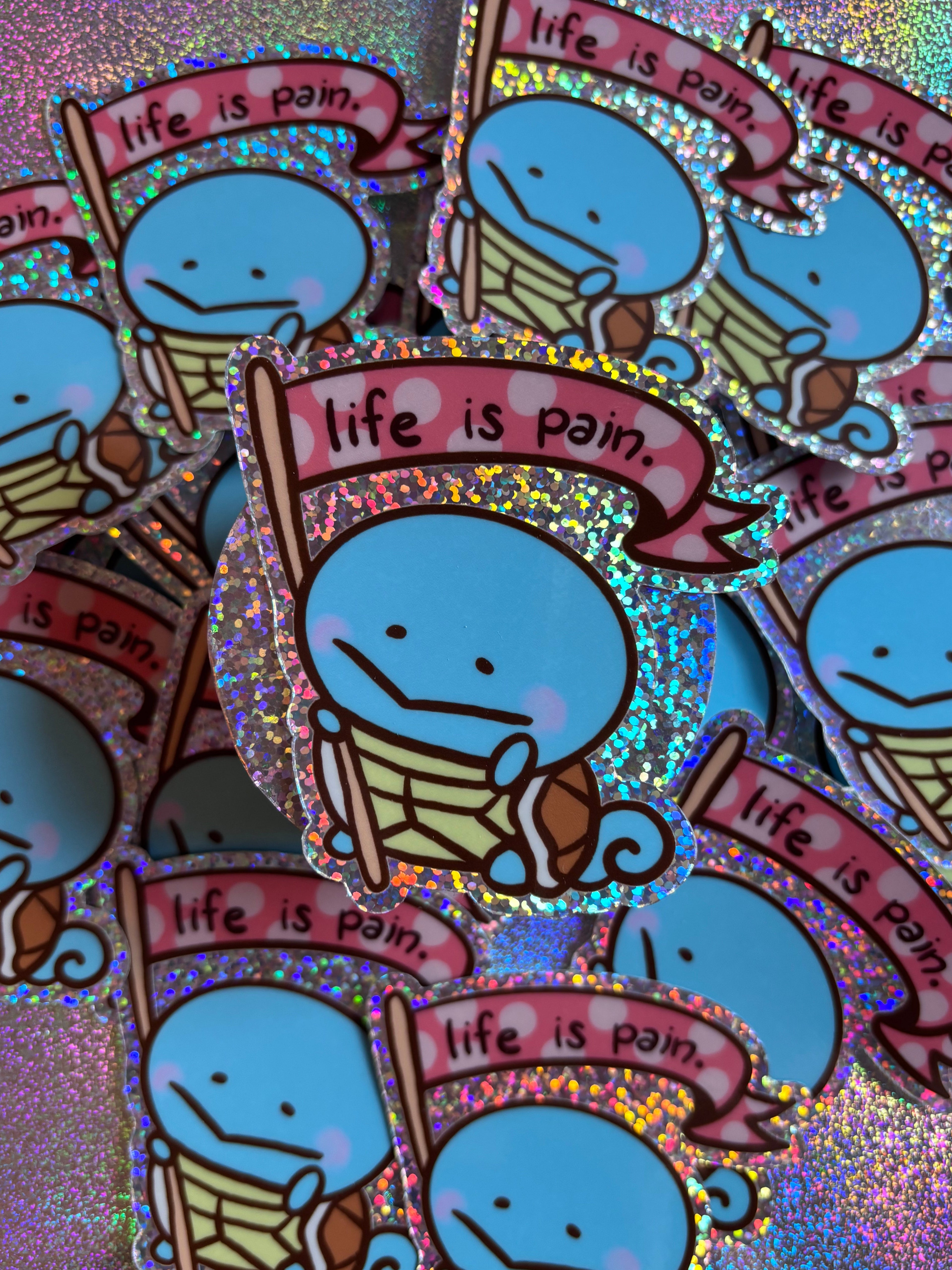 *:･ﾟ✧*:･ﾟSquirtle Sticker *:･ﾟ✧*:･ﾟHolographic Glitter Vinyl Sticker Depressed Squirtle Funny Sticker