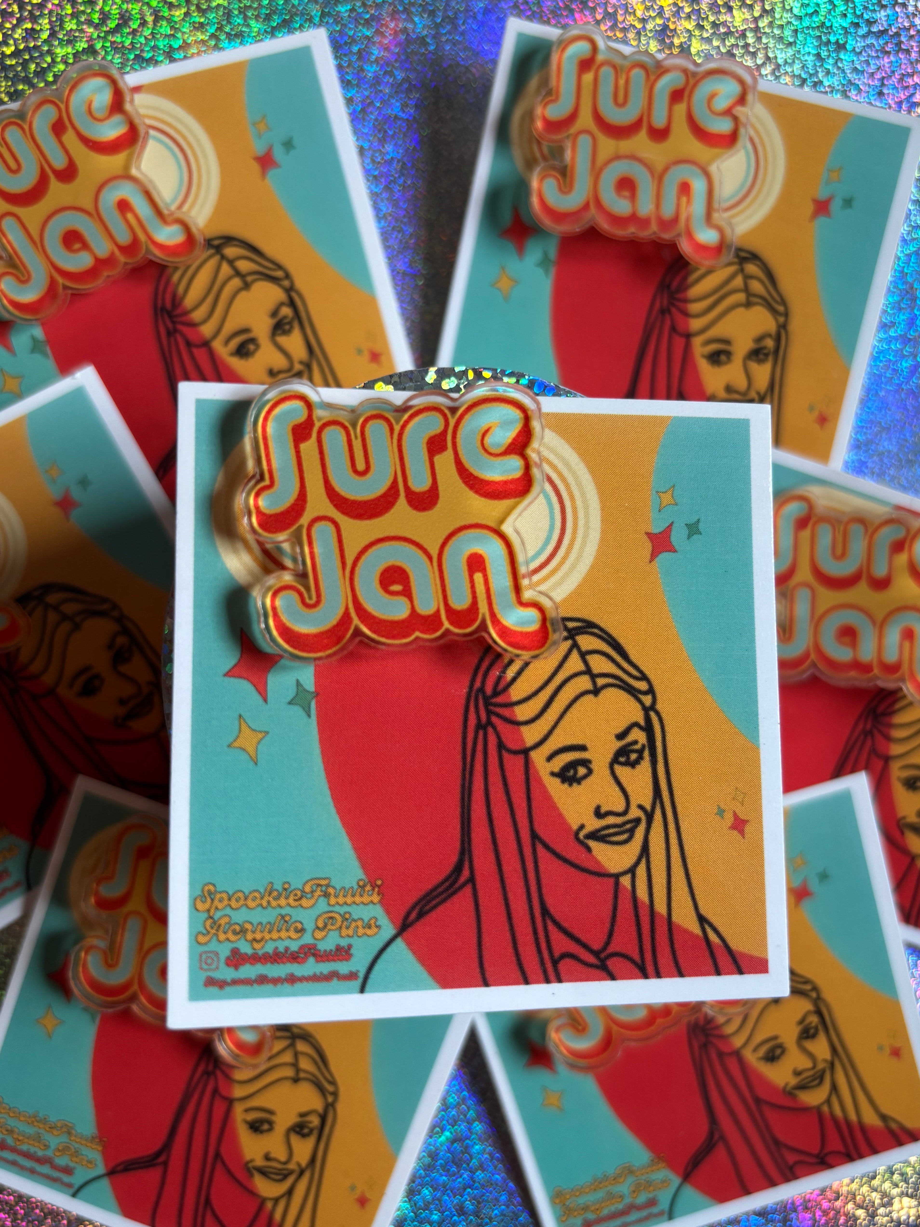 *:･ﾟ✧*:･ﾟSure Jan Acrylic Pin *:･ﾟ✧*:･ﾟBrady Bunch Acrylic Pin Sure, Jan 1970s Retro Accessory